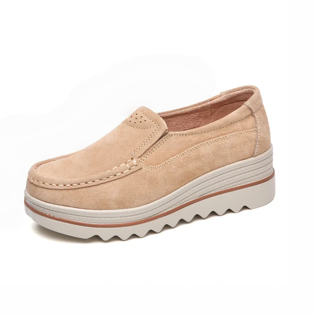 Wide Feet Suede Leather Shoes for Women