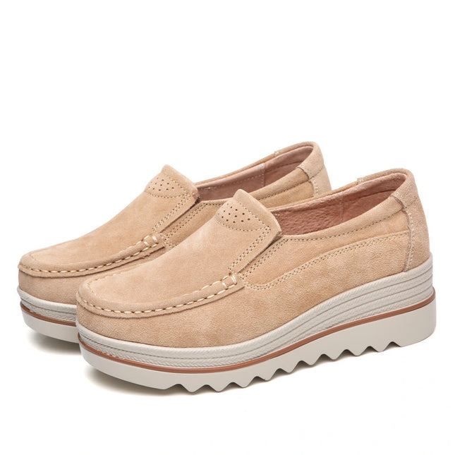 Wide Feet Suede Leather Shoes for Women