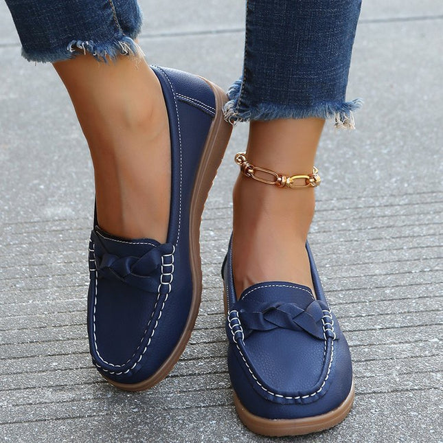 Women shoes Soft Leather Slip on Walking Loafers Shoes