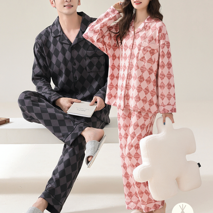 Plaid Casual Home Cotton Pajamas Set